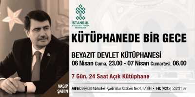 Kütüphanede Bir Gece Etkinliği Afişi